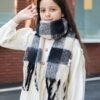Autumn Winter Korean Style Colorful Plaid Tassel Warm Windproof Scarf